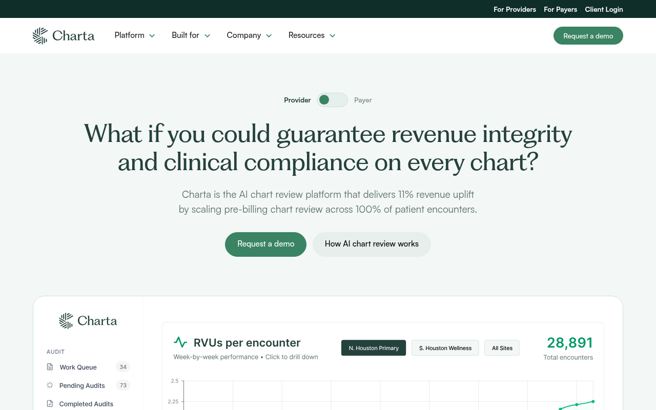 Charta Health product interface