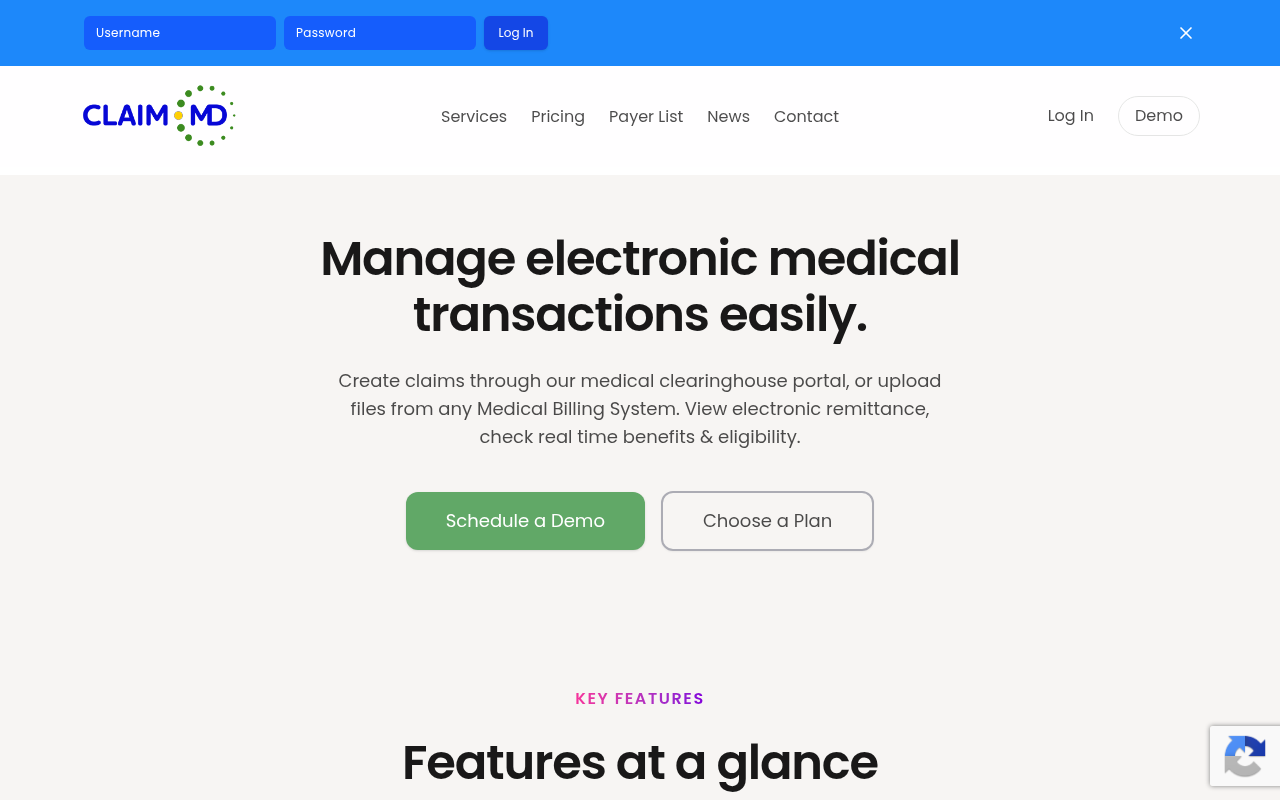 Claim.MD product interface