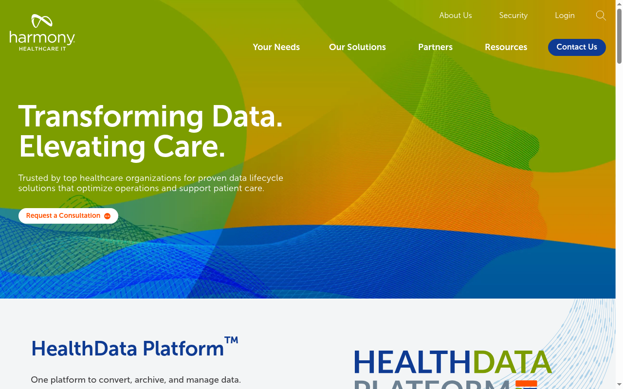 Harmony Healthcare IT product interface