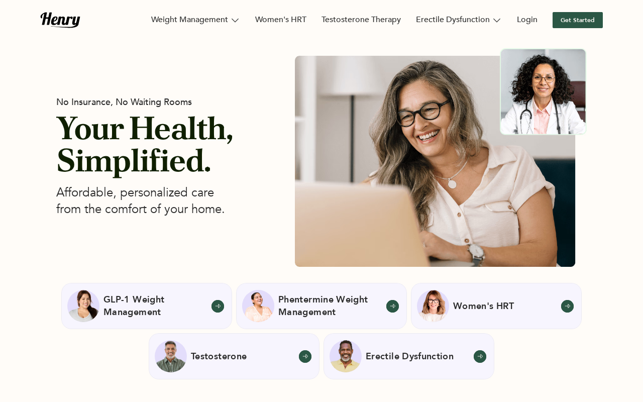 Henry Meds product interface