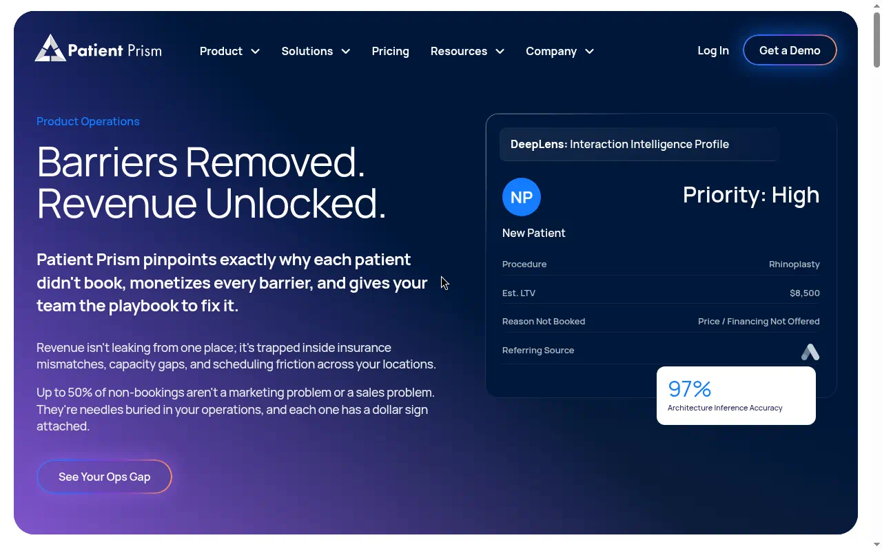 PatientPrism product interface