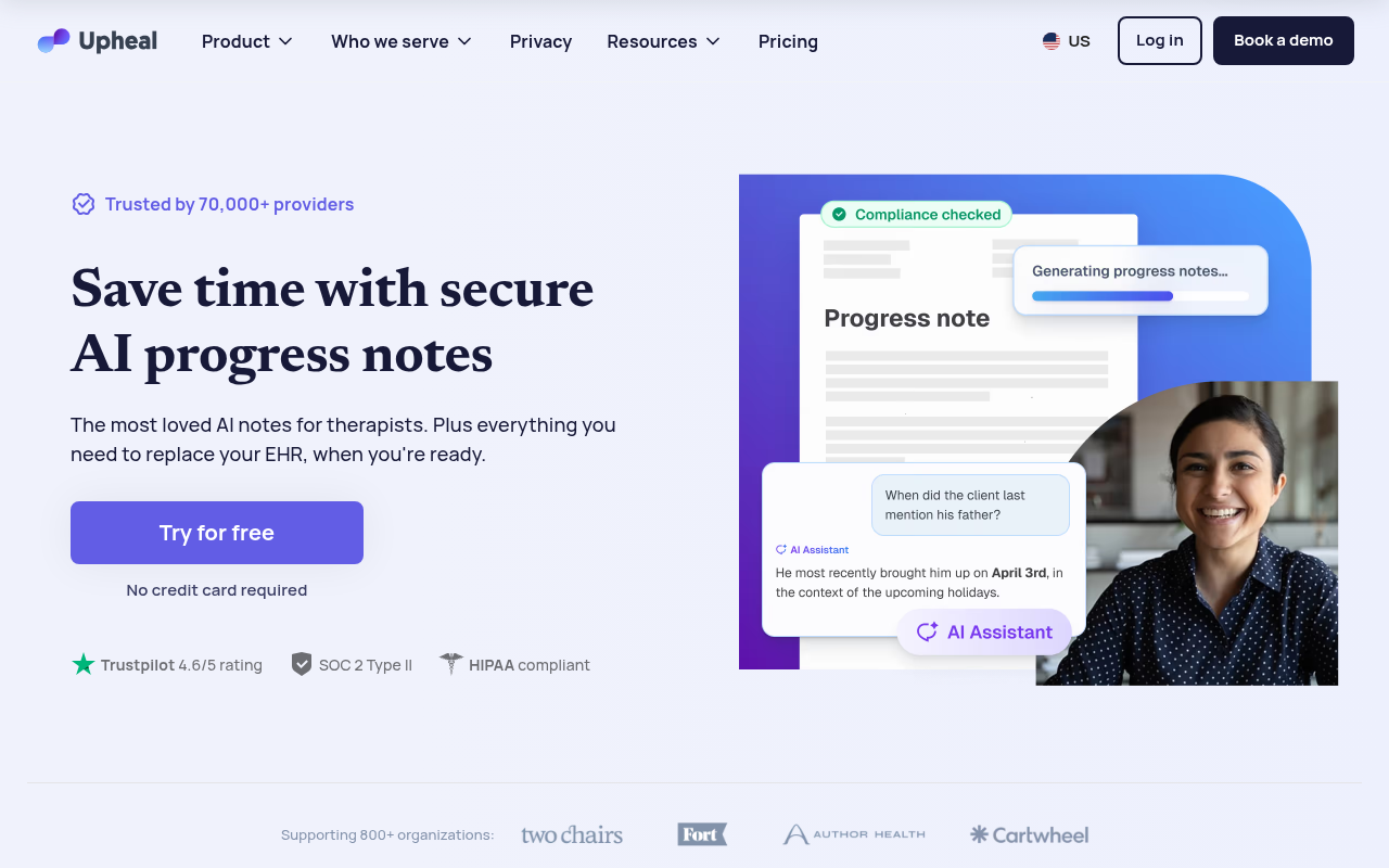 Upheal product interface
